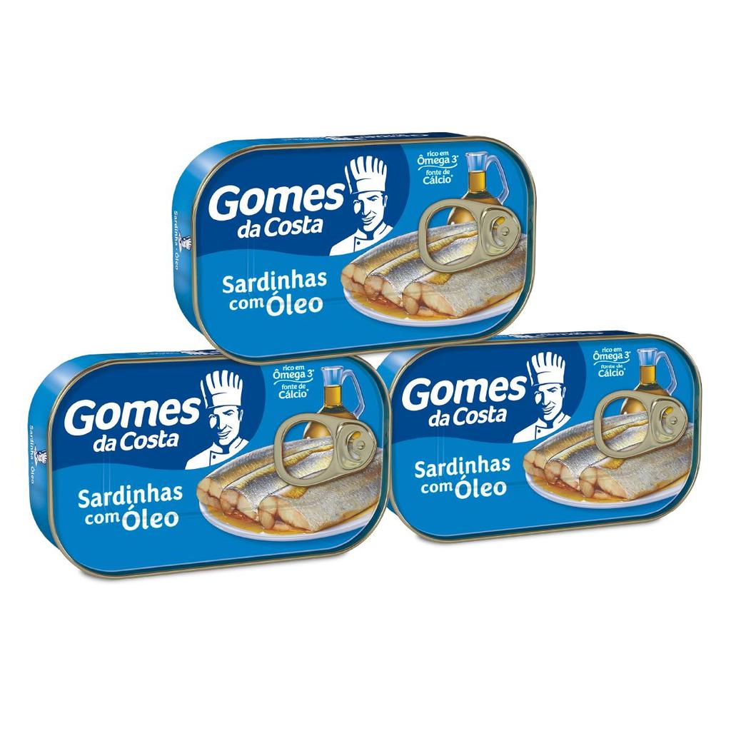 Kit 3 UN - Sardinhas com Óleo - 125g - Gomes da Costa