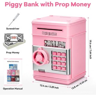 Cofrinho Infantil para Meninas - Brinquedos para Meninas de 5 a 10 Anos - Presentes de Aniversário - Cofrinho Eletrônico