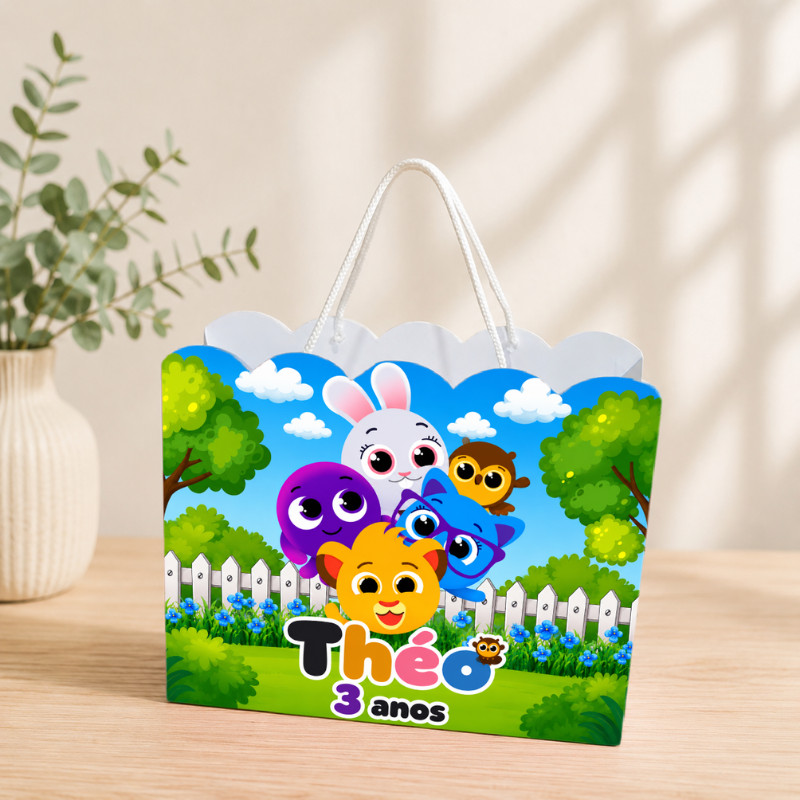 Sacolinha Personalizada Bolofofos Pegue e Monte Lembrancinha Aniversário Infantil Mimos Festa