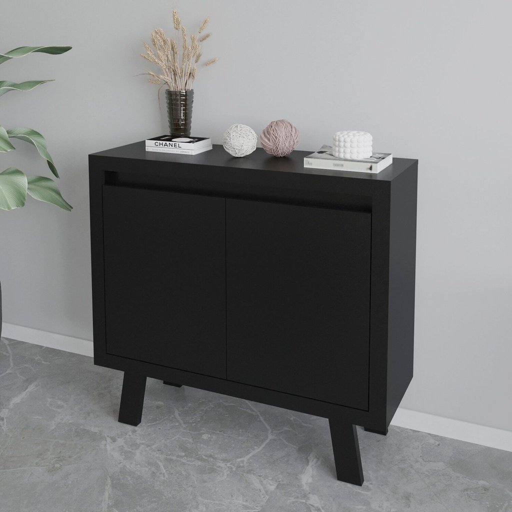 Balcão para Escritório 90cm com 2 Portas e 1 Prateleira ME4187 Preto Preto