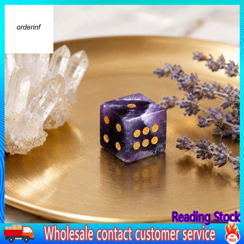 Natural Stone Dice Mahjong Table Game Hand Carved Mini 6-sided Healing with Golden Dots for Board Games Casino and Table