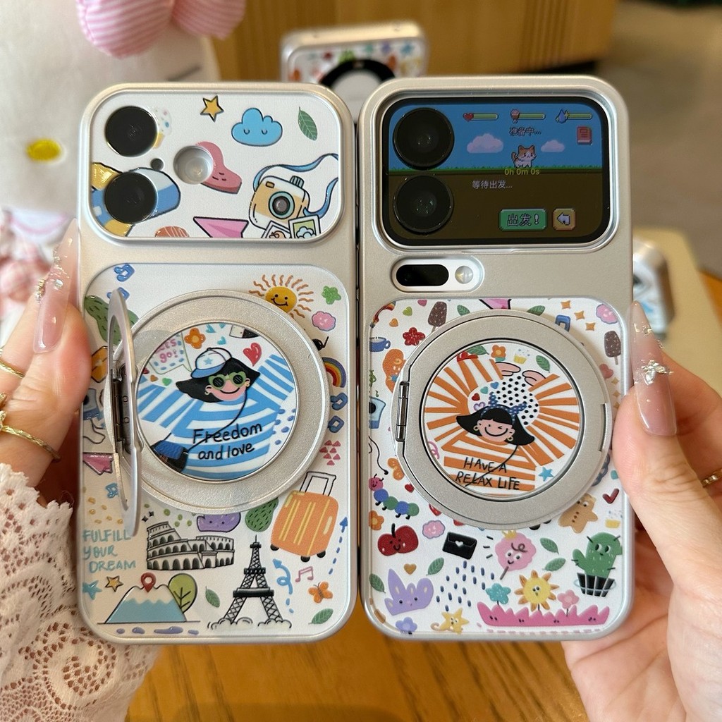 Capa de Telefone Happy Girl com Suporte para Samsung Galaxy A27 A37 A36 M36 F36 A35 A34 A33 M32 A31 A26 A25 A24 A23 A22S