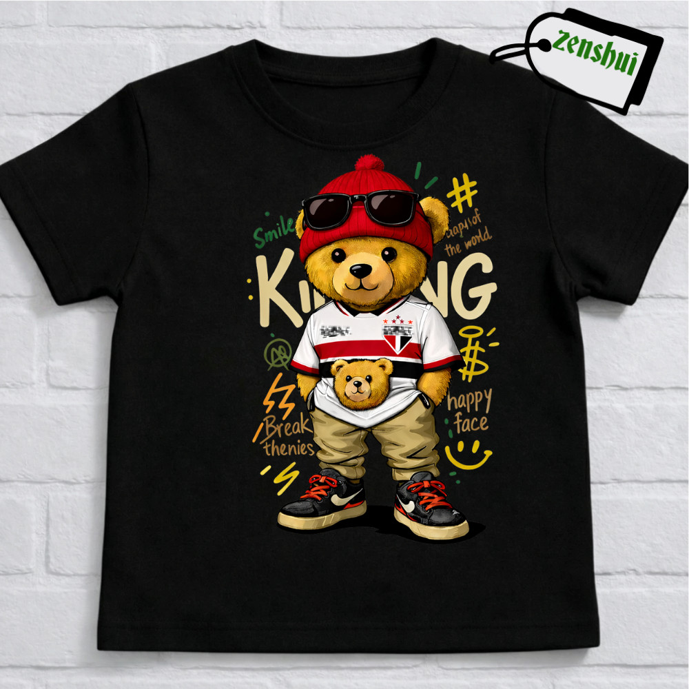 Camiseta  Urso King Streetwear Malha 100% Algodão Camisa Juvenil Estilosa, Camisa infantil