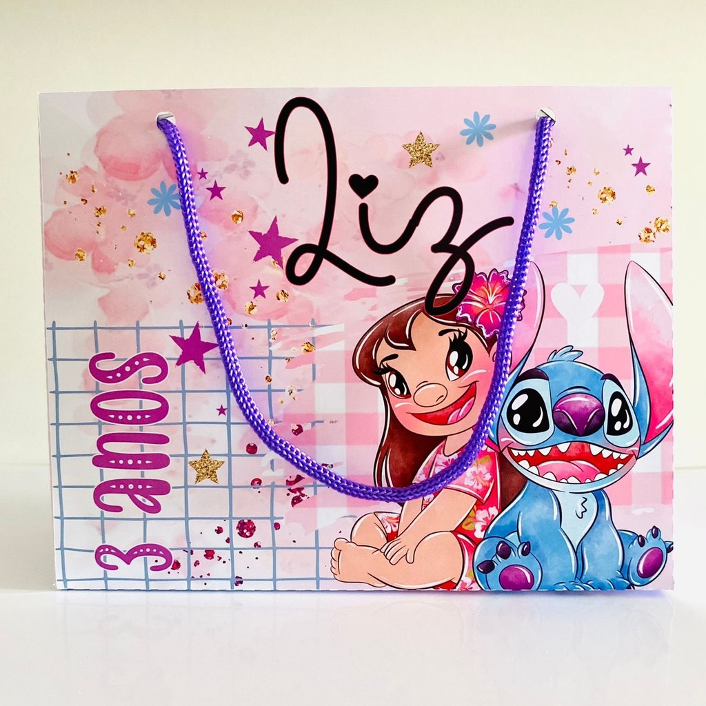 Lembrancinhas Lilo e Stitch Kit Sacolinhas Personalizadas 20 x 15 + Brindes