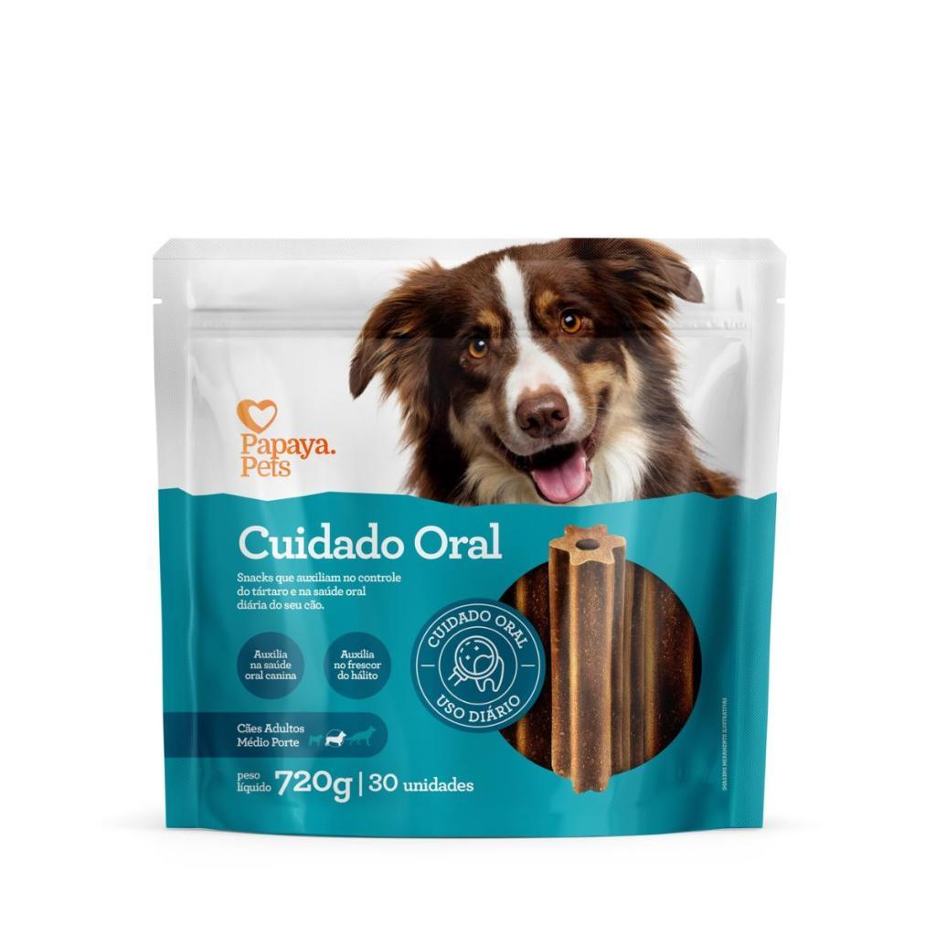 Petisco Papaya Pets Cuidado Oral Cães Adulto Raça Média 720g