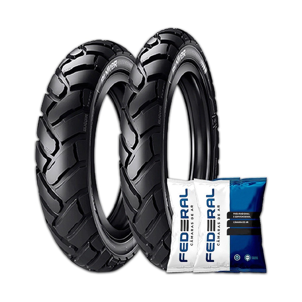 Kit Pneu Ira Bunker 90/90-19 e 120/90-17 + 2 Câmara Xre190