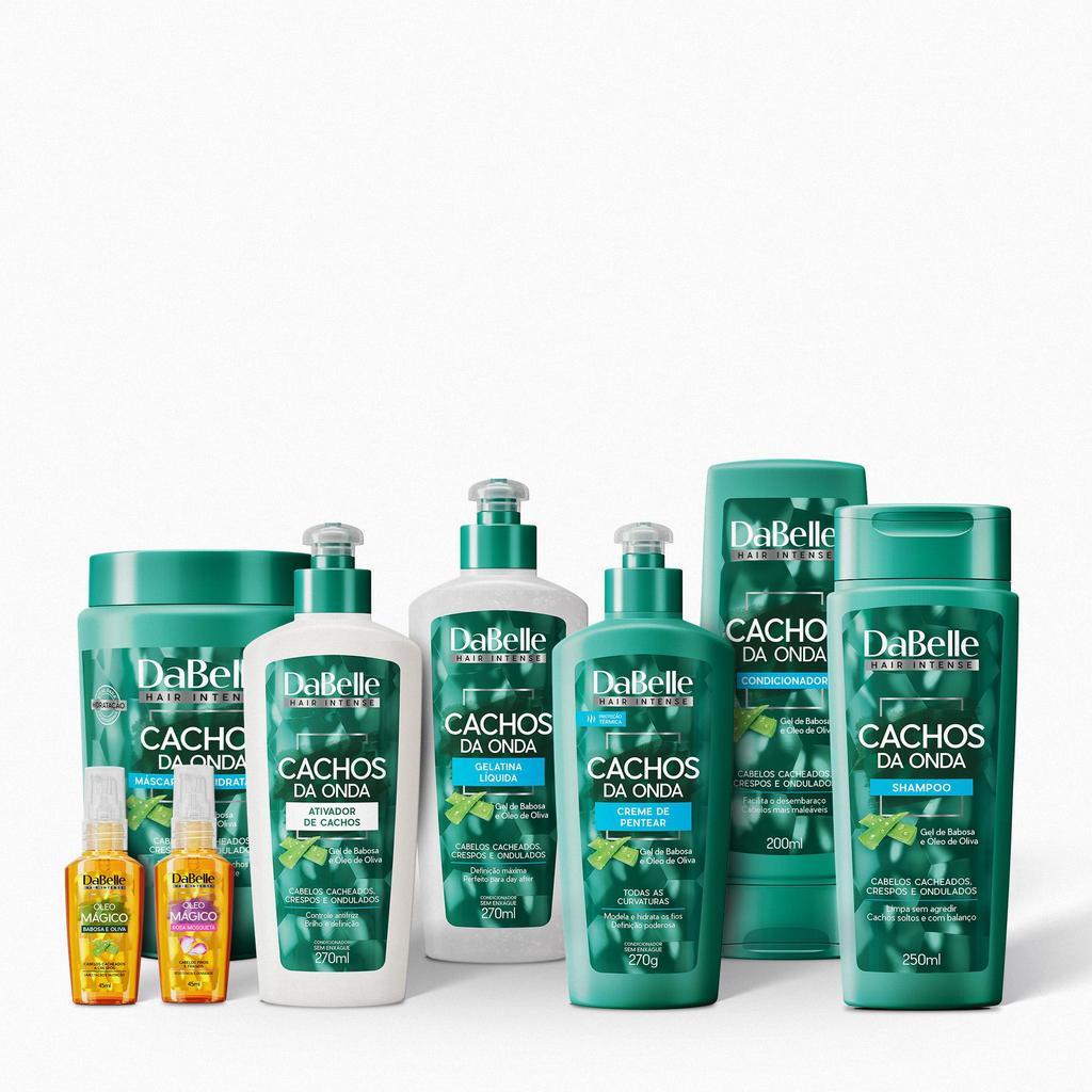 Kit Completo Cachos da Onda + 2 Óleos Mágicos Dabelle Hair - 8 Produtos