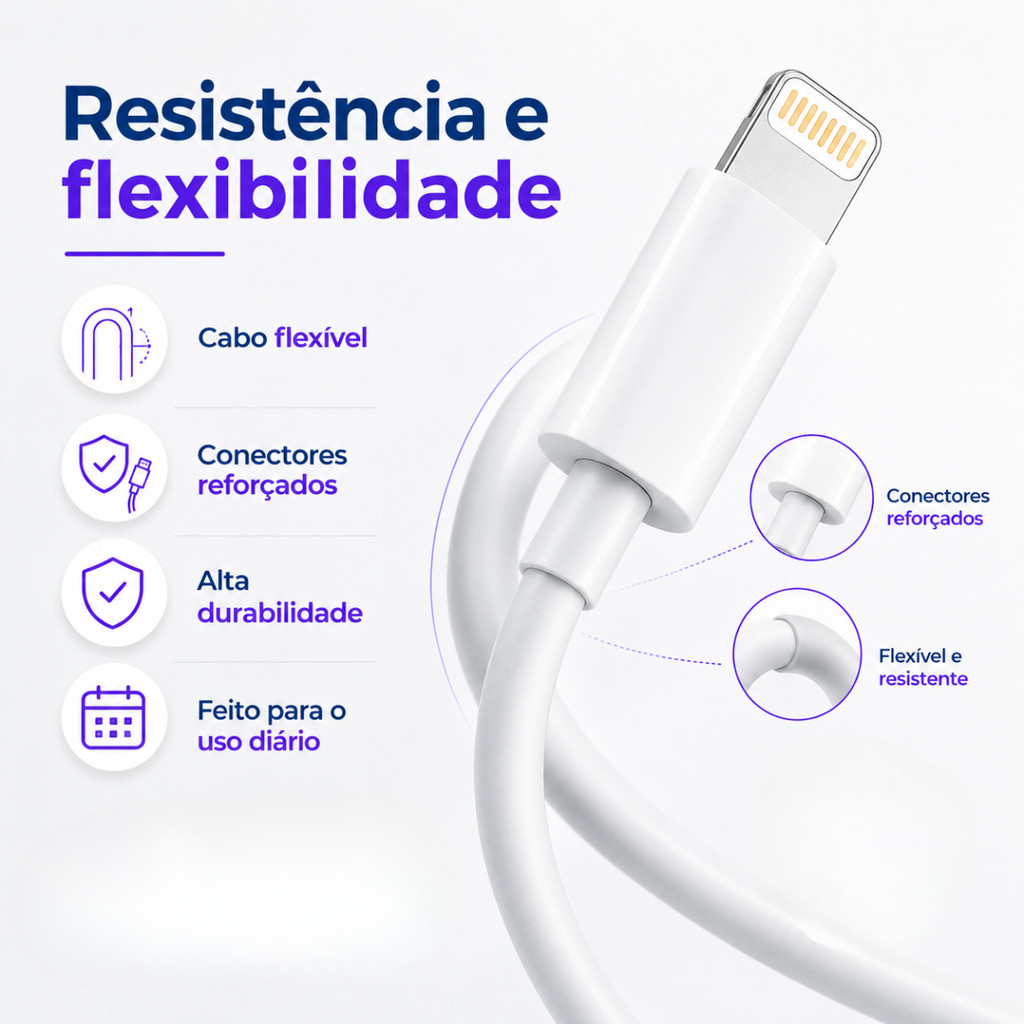 Kit 5/10/20 Cabo Carregador Compatível com Iphone 6 a 14 pro Max Turbo — imagem 2 de 2