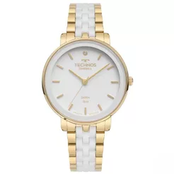 Relógio Technos Feminino Original Cerâmica Safira Branco 2035MZL/1B + Kit Colar e Brincos