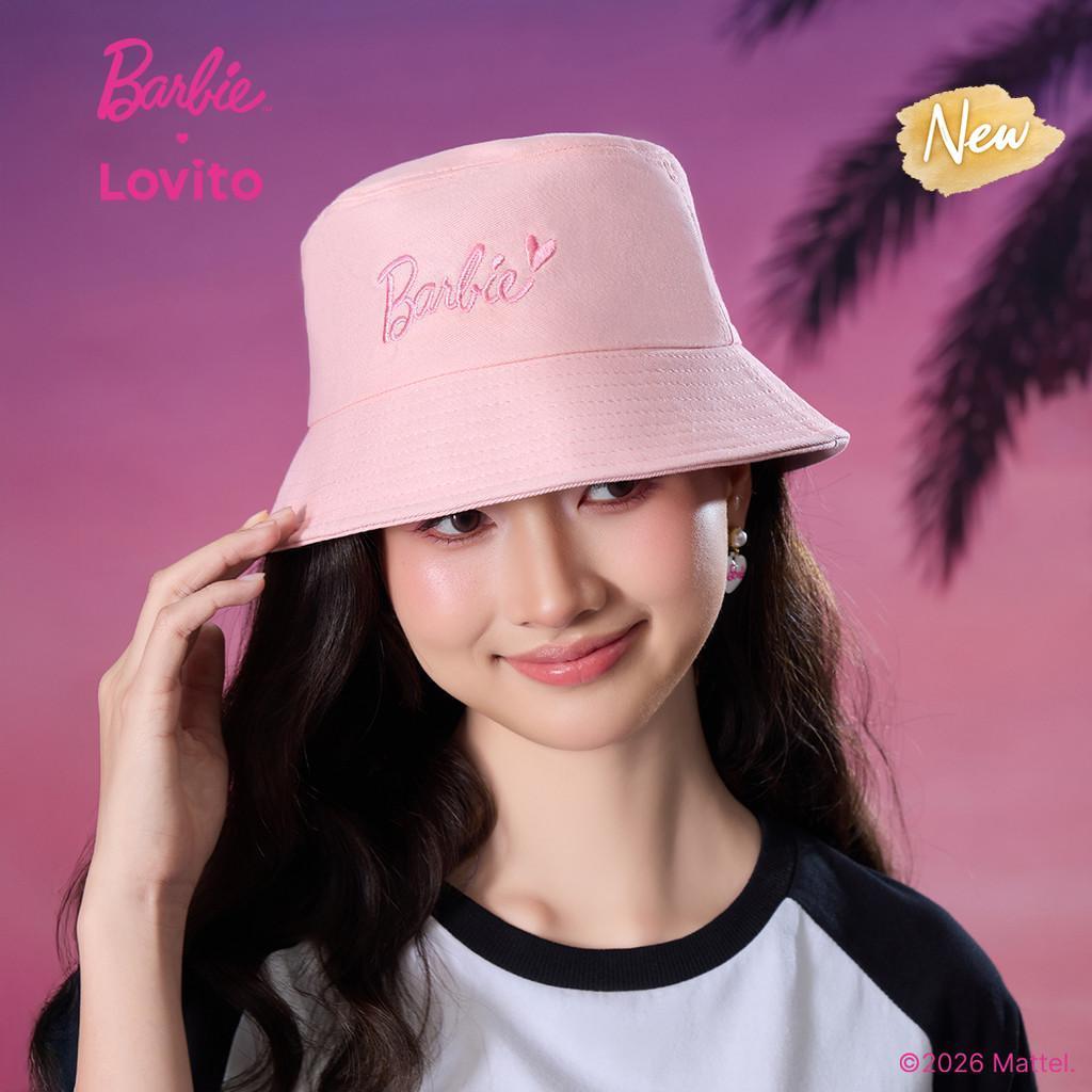 (New Arrival) Barbie™ X Lovito Boné Preto Poliéster com Bordado LBL5AD042