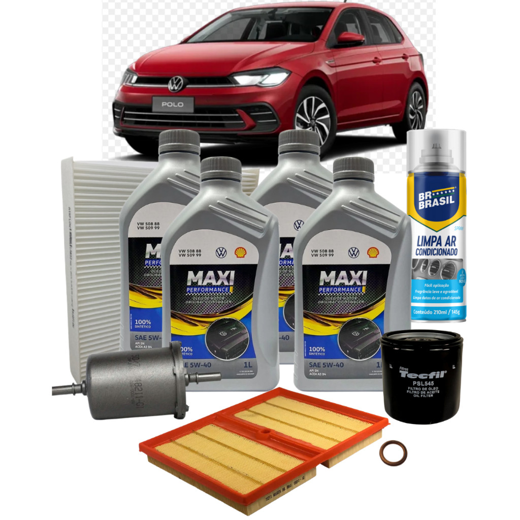 Kit Revisão Volkswagen Polo 1.0 12V TSI 2017/2025 4L 5W40 Sintético API SN Completo