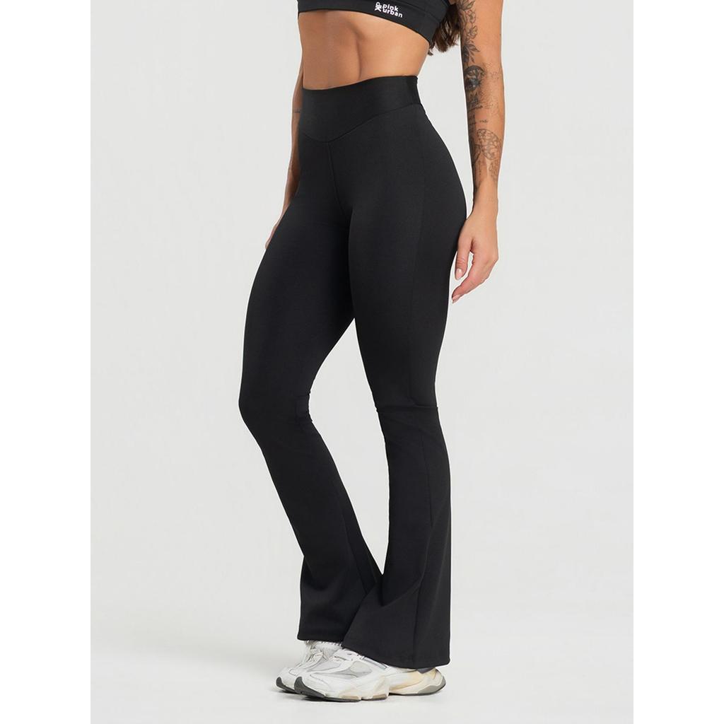Kit 2 Calça Legging Fitness Feminino Flare Cintura Alta Balance Blackout Zero Transparência Bailarina · foto 2