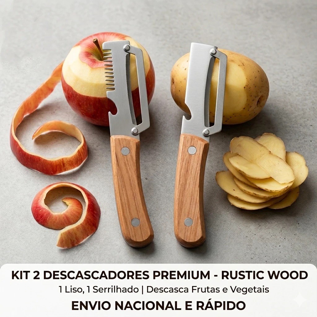 Faca Multifuncional para Descascar e Fatiar para Cozinha Aço Inox 3 Em 1