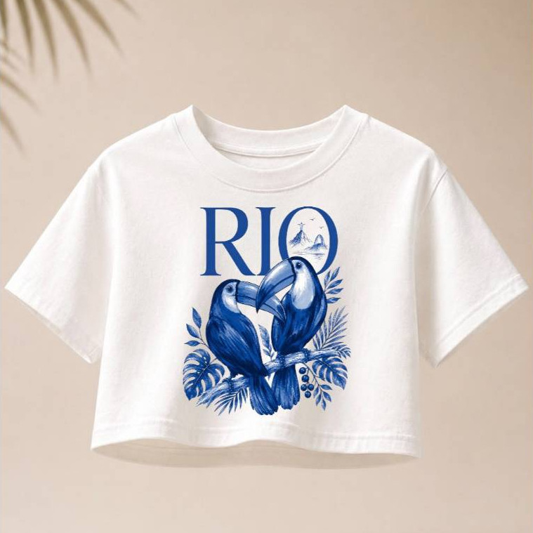 Cropped Infantil Oversized Menina  Estampado Moda Verão Confortável
