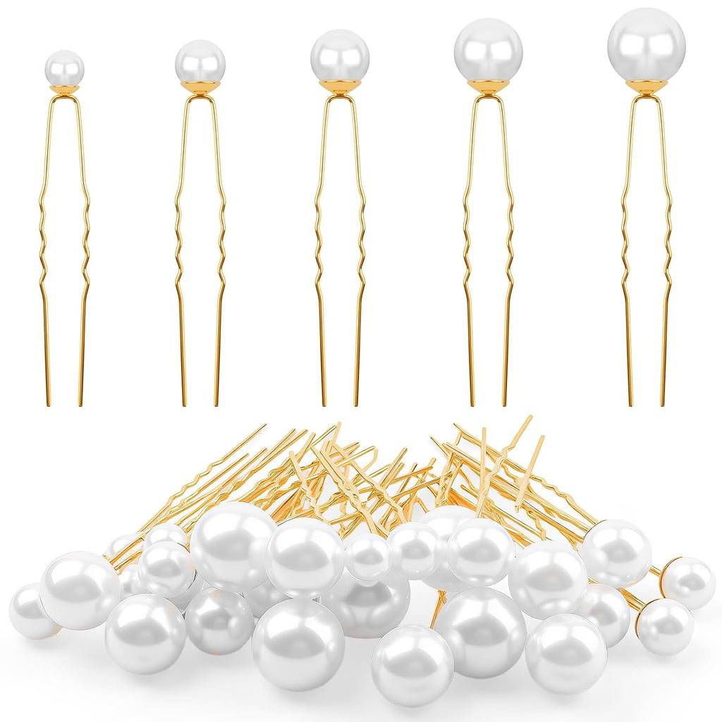 30 Peças de Grampos de Cabelo de Pérola para Casamento - Grampos de Cabelo de Noiva em Forma de U, Acessórios de Cabelo 