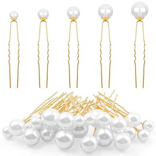 30 Peças de Grampos de Cabelo de Pérola para Casamento - Grampos de Cabelo de Noiva em Forma de U, Acessórios de Cabelo 