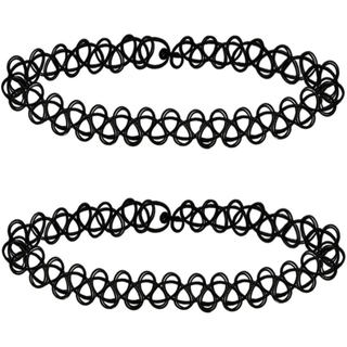 2 Peças de Colar Choker de Tatuagem Preto, Colar Choker de Tatuagem Arco-Íris, Choker dos Anos 90, Choker de Tatuagem Az