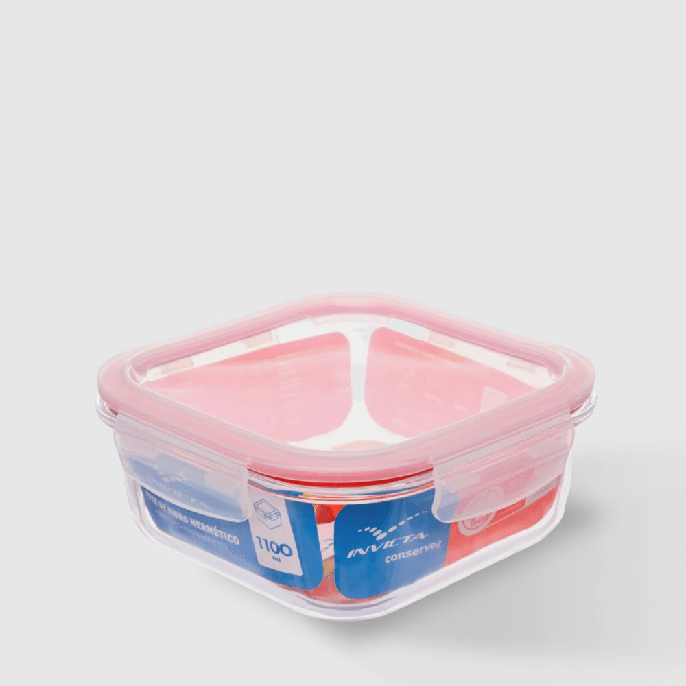 Pote de Vidro Hermético 1,1L Quadrado Invicta