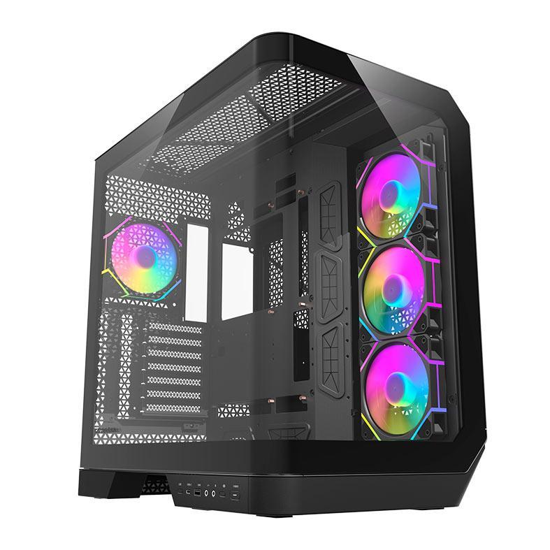 Gabinete Gamer Aigo Darkflash Arcee DY570, ARGB, Full-Tower, Lateral de Vidro, Com 4 Fans, Preto, DC-DY570-B-ES1