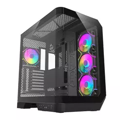 Gabinete Gamer Aigo Darkflash Arcee DY570, ARGB, Full-Tower, Lateral de Vidro, Com 4 Fans, Preto, DC-DY570-B-ES1