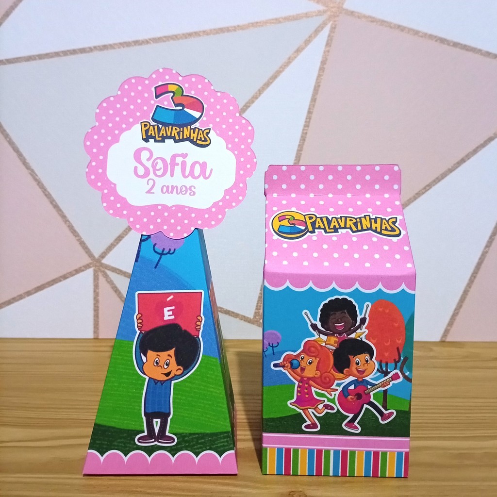 Kit Personalizado 3 Palavrinhas Rosa | Lembrancinhas Festa Infantil | Caixinha | Aniversário