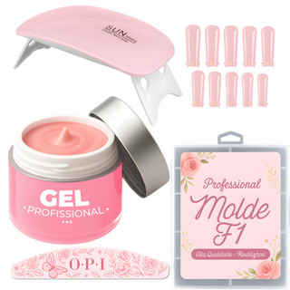Kit UnhaGel Construtor Unhas Profissional - Molde F1 + Lixa100/180 + Cabine Sun Mini