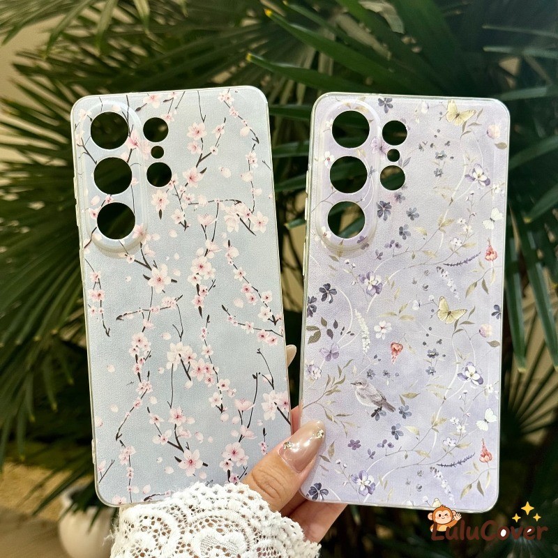 Capa De Telefone Transparente Floral Para Samsung Galaxy S26 S25 S24 S23 S22 S21 S20 S10 Plus Ultra FE edge S25 + S24 + 