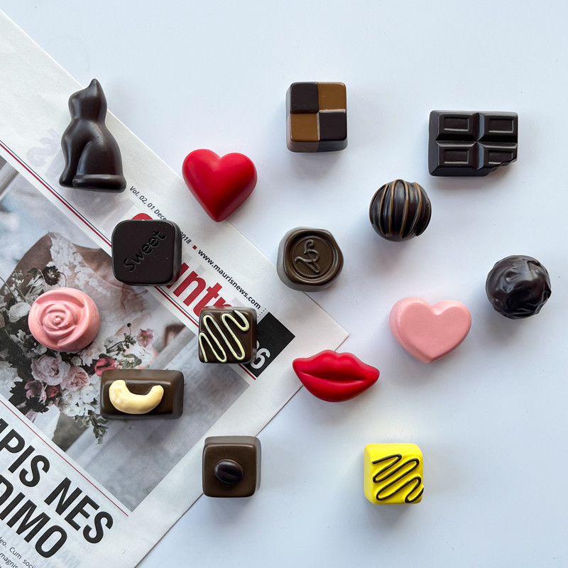 Chocolate geladeira adesivos magnéticos simulação comida personalidade nórdica criativo tridimensional ímã pedra dos des