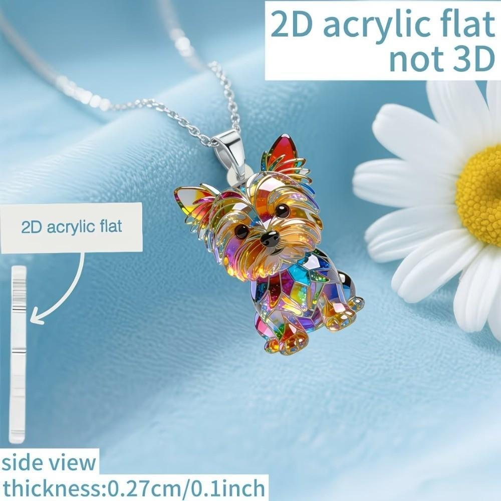 Corrente De Pescoço De Cachorro TEVO , Colar Plano 2D De Amizade Yorkshire Terrier Com Pingente De Presentes Acrílicos F