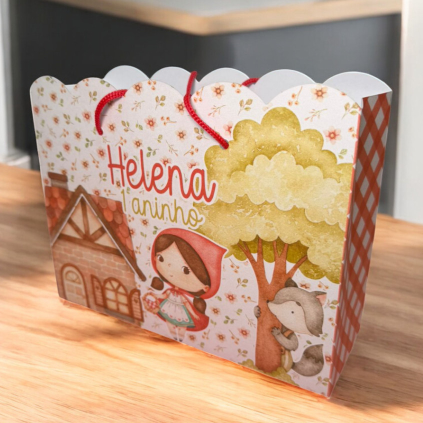 10 Sacolinhas Chapeuzinho Vermelho Personalizadas – Lembrancinha Festa Infantil G (20x16x6)