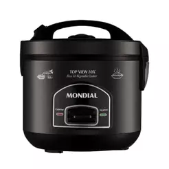 Panela Elétrica Mondial PE-30 10 Xícaras - Revestimento Antiaderente, Cozi Vapor, Preto/Inox
