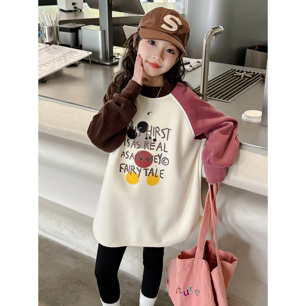 Meninas camisa de fundo primavera outono estilo 2026 novo estilo crianças estilo ocidental solto manga comprida grandes 