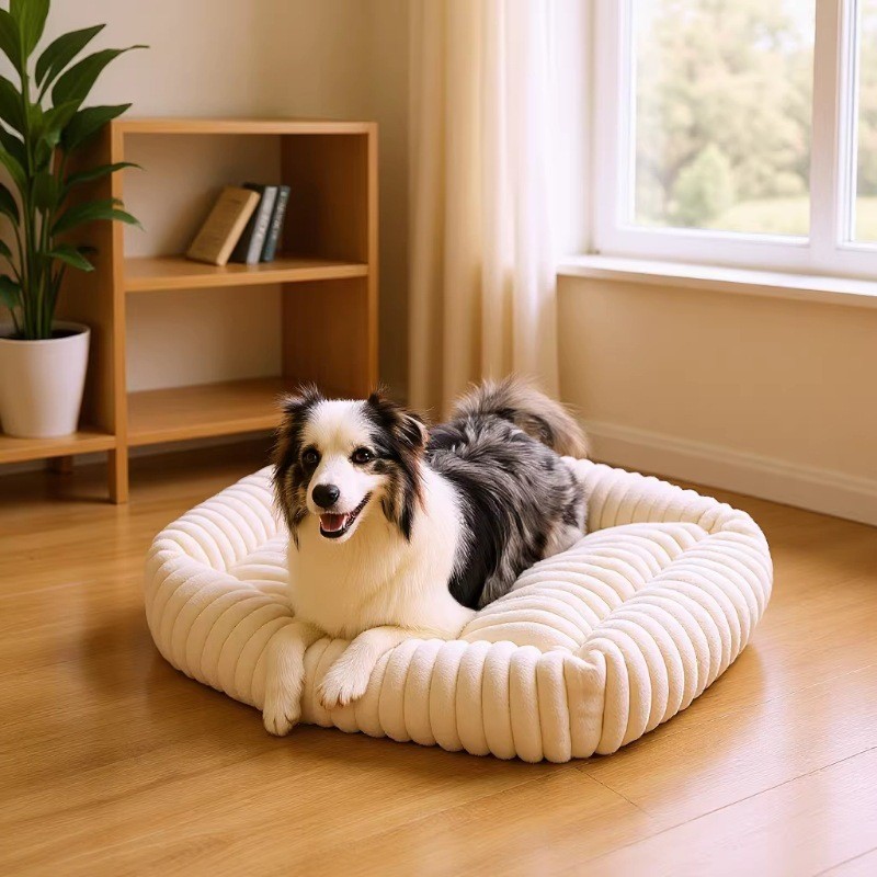 Cama para animais de estimação de pelúcia listrada, liquidação de estoque, sofá quente para animais de estimação, cama p