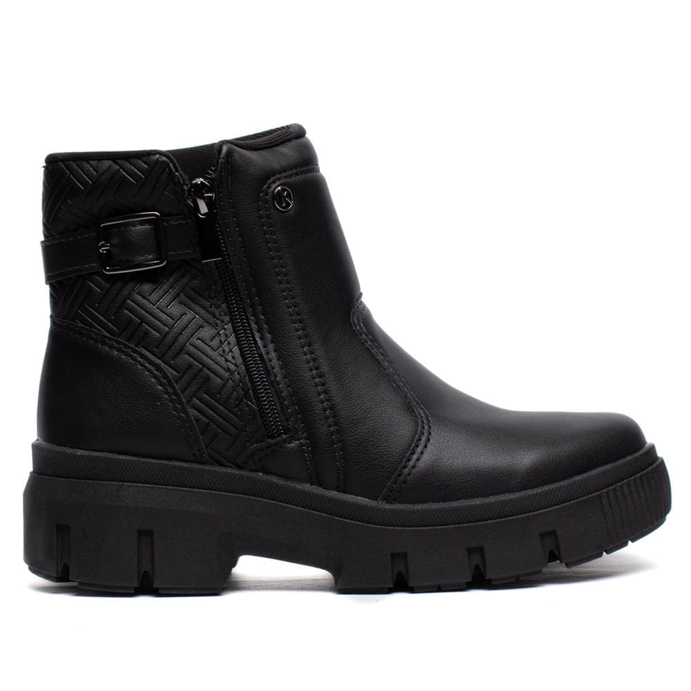 Bota Feminina Kolosh Cano Curto Tratorado Napa Preto