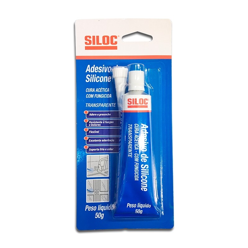 Silicone Acetico Incolor Bisnaga 50g. SILOC 605006