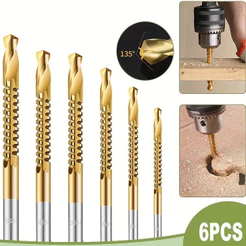 Conjunto com 6 Peças de Brocas Serra com Dentes Dourados para Madeira – Design Especial com Ranhuras