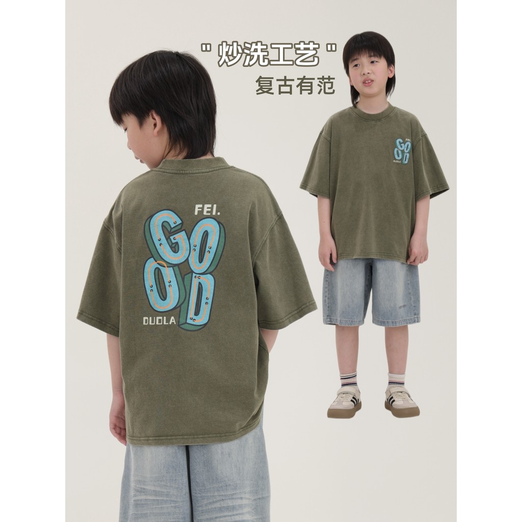 Meninos camiseta de manga curta verão novo estilo meninos moda crianças Casual All-Match médio grande crianças impresso 