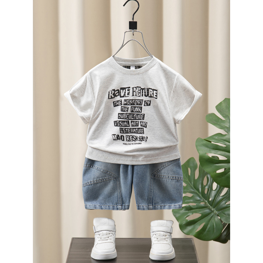 Meninos camiseta de manga curta 2026 novo estilo verão estilo fino crianças Street Wear camiseta verão estilo ocidental 