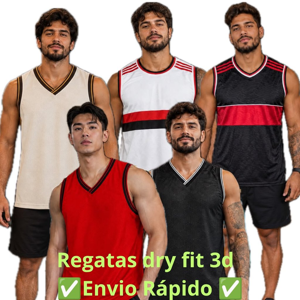 Camiseta Regata Masculina Academia Casual Passeios Estilosas De Dry Fit 3D Veste M ao XG