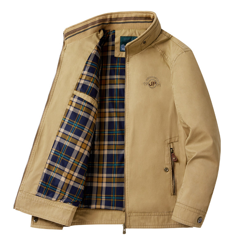 Pai outono inverno casaco grosso gola superior meia-idade idosos jaqueta masculina solta Casual jaqueta grossa