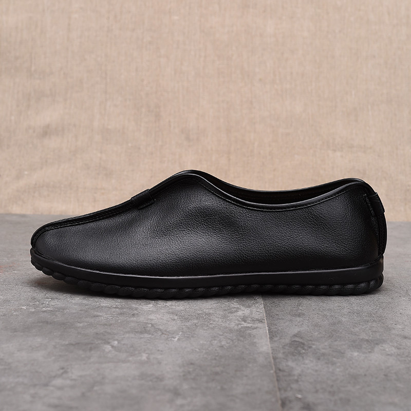 Pai sapatos de meia-idade sapatos masculinos idosos sapatos de couro casuais sapatos de dedo do pé velho de um Pedal res