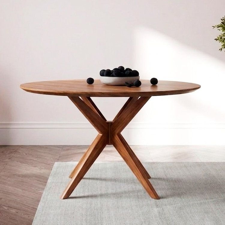 Mesa de Jantar Base Estrelada de Madeira Maciça 100cm Alice Marrom/Cinamomo 100