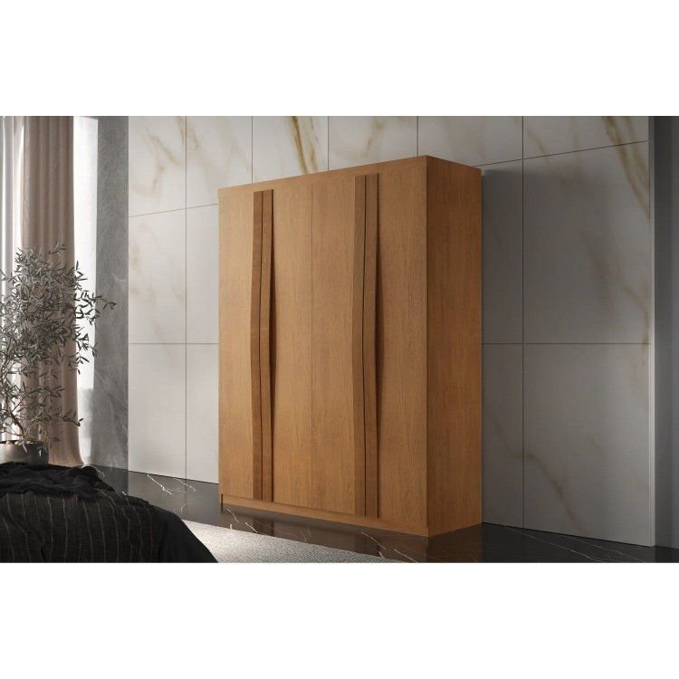 Guarda-Roupa 4 Portas 2 Gavetas MDF London Laranja/Marromle Naturalle