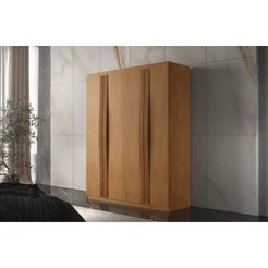 Guarda-Roupa 4 Portas 2 Gavetas MDF London Laranja/Marromle Naturalle