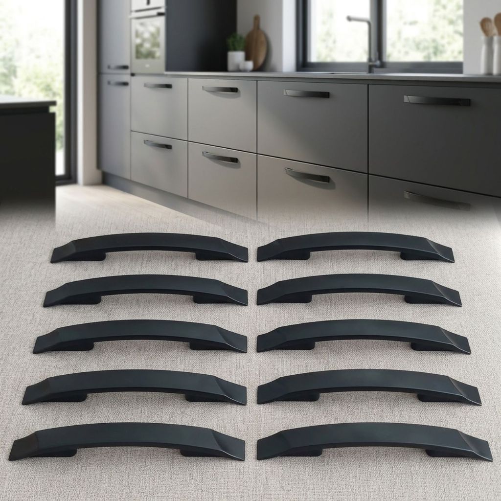 Puxador  Móvel Flip Multifuração 128mm 160mm Preto Fosco Puxadores Gavetas Armário Cozinha Cômoda