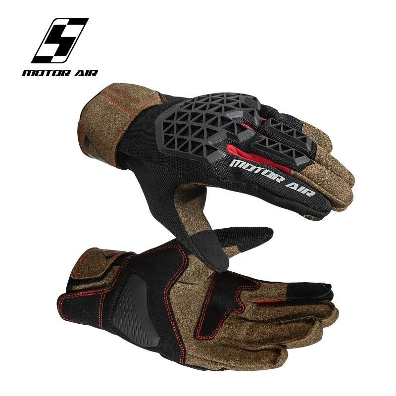 Equipamento De Equitação Preto E Marrom Luvas De Motocicleta Acessórios Grade Couro Antiderrapante Resistente Ao Desgast