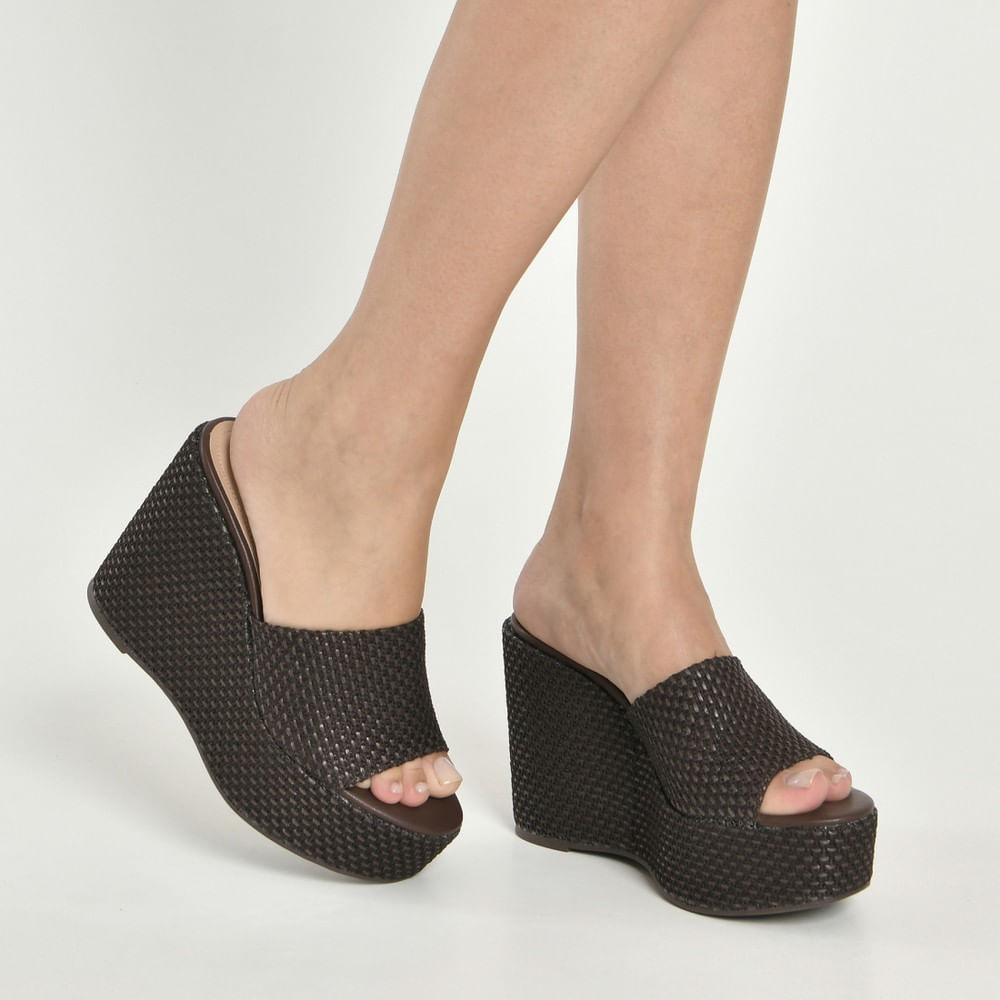 Tamanco Anabela Feminino Via Marte Ráfia