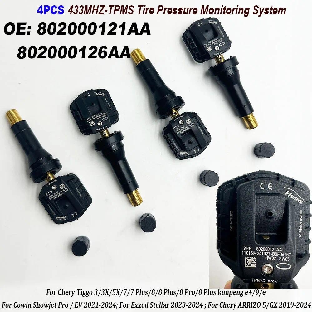 4 Unidades 802000121AA Aa 802000126sensor Monitor De Pressão Dos Pneus 433MHz TPMS Para Chery Tiggo 8 Plus kunpeng e + 2