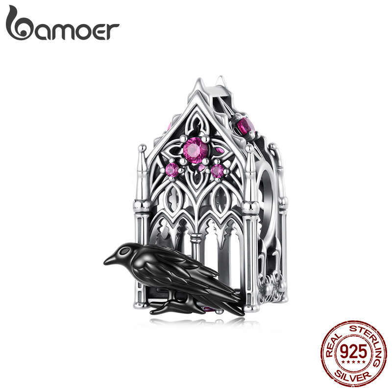 Bamoer 925 Prata Esterlina Encantos Grânulo Diabo Olho Aranha Acessórios Vintage DIY Pulseira Para Presente Feminino