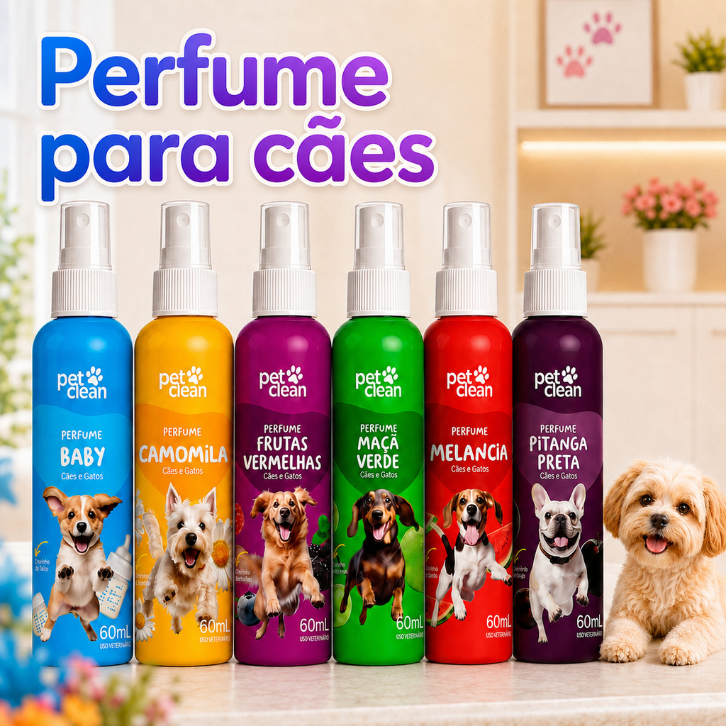 Perfume Colônia Pet Perfume Para Cachorro Cães e Gatos 60ml Perfume Cheiroso Para Animais